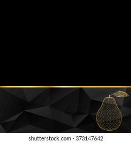 Gold Pear vector illustration. Abstract Creative concept vector background. Polygonal design style letterhead and brochure.