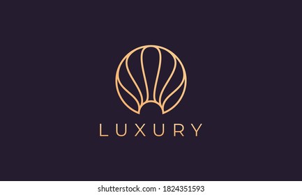 gold pearl logo template with luxurious and elegant circle shape