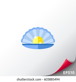 Gold Pearl in Open Shell Icon
