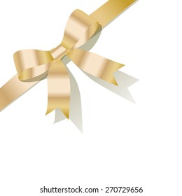 Gold pearl ribbon on the white background
