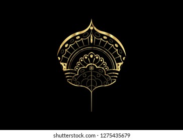 Gold Peineta. Traditional Spanish Comb in golden Drawn Style for Surface Design leaflets Banners Prints Posters Cards. Vector Illustration isolated or black background 