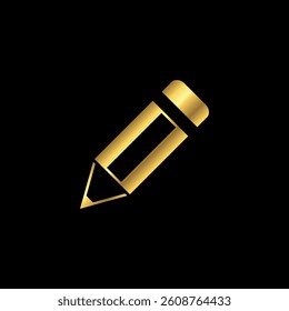 Gold Pencil Icon Vector Template