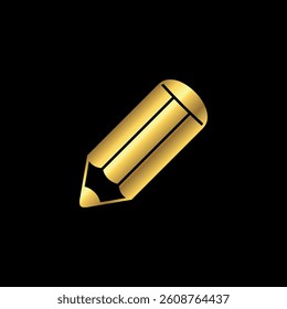 Gold Pencil Icon Vector Template