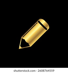 Gold Pencil Icon Vector Template