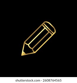 Gold Pencil Icon Vector Template