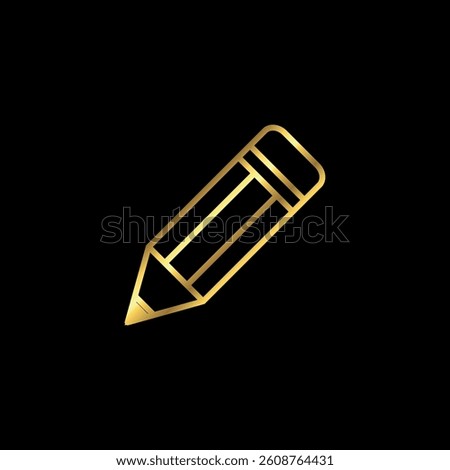 Gold Pencil Icon Vector Template