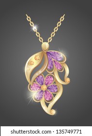 Gold pendant with diamonds.