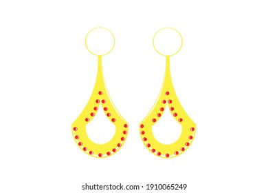 Gold Pendant Earrings Vector Illustration