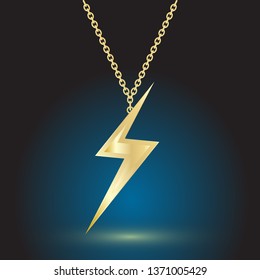 gold pendant jewelry on dark background with backlight.vector illustration