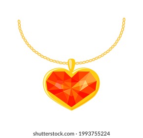 Pendiente de oro con preciosa joya en forma de corazón
