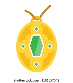 
A gold pendant with stone. 
