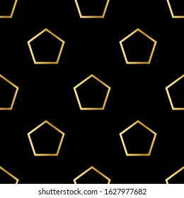 Gold pentagons seamless pattern. Elegant vintage texture. Vector illustration.