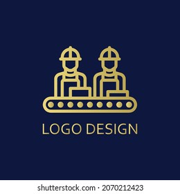 Gold people and mechine for logo design company