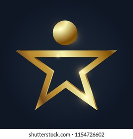gold people star logo vector for company