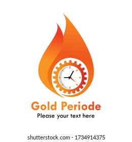 Gold periode logo design template illustration. there are time and fire.