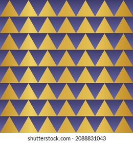 A gold and periwinkle triangles vector pattern