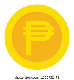 Gold peso coin. Flat vector icon for mobile apps, UI or web design