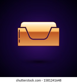 Gold Pet bed icon isolated on dark blue background.  Vector Illustration