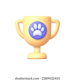 Trofeo de mascota de oro 3d sobre fondo blanco. Ilustración del vector