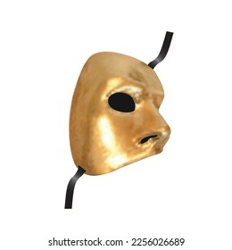 Gold phantom half mask logo design vector and icon illustration inspiration. Carnival and helloween costume