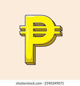 Gold philippine currency peso icon mascot symbol illustration with flat style concept isolated on background