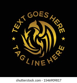 gold phoenix icon logo luxury