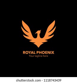 Gold phoenix logo. Vector illustration.
