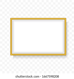 Gold Photo Canvas Frame With Empty Blank Picture Vector Illustration