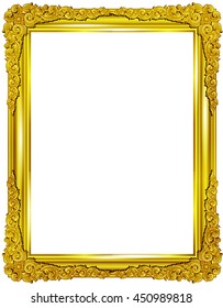 Gold photo frame with corner line floral for picture, Vector design decoration pattern style