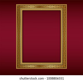 Gold photo frame with corner Thailand line floral for picture, Vector design decoration pattern style. border design is pattern Chinese art style