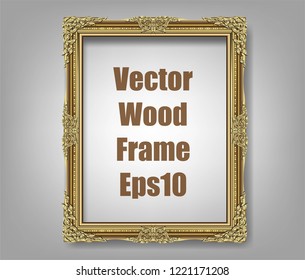 Gold photo frame with corner thailand line floral for picture, Vector design decoration pattern style.frame border design is pattern Thai style