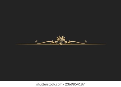 Gold photo frame with corner thailand line floral for picture, Vector design decoration pattern style. wood border design is patterned Thai style certificate editable black background