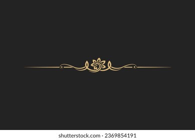 Gold photo frame with corner thailand line floral for picture, Vector design decoration pattern style. wood border design is patterned Thai style certificate editable black background