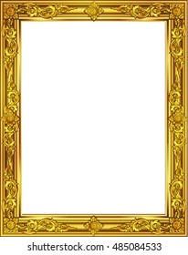 Gold photo frame with corner thailand line floral for picture, Vector design decoration pattern style. wood border design is patterned Thai style