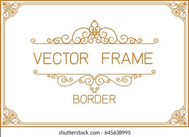 Gold photo frame with corner thailand line floral for picture, Vector design decoration pattern style.frame border design is pattern