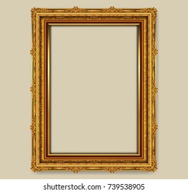 Gold photo frame with corner Thailand line floral for picture, Vector design decoration pattern style.frame border design is pattern Thai style