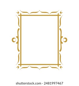 Gold Picture Decorative Frame. Vector Illustration of the Ornamental Decor Element. Isolated over White Background.