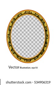 Gold Picture Frame Circle. Vector illustration.