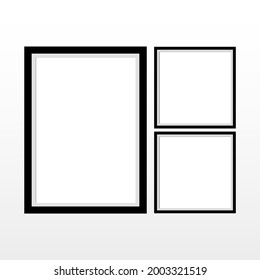 Gold picture frame layout set , realistic vertical picture frame, picture frame mockup template isolated on white background. illustration Vector EPS 10