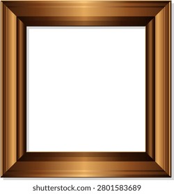 Gold picture frame, realistic beveled border, brown metallic finish.
