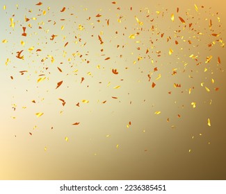 Gold pieces of foil sparkles on a background  tones burnt oranges, subtle yellows, and pleasing champagne. Gold glitter festive pattern. Gold background for printing cards, postcard, exclusive