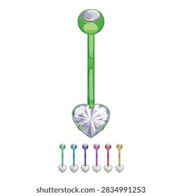 gold piercing ring cartoon. gold piercing ring sign colorful illustration