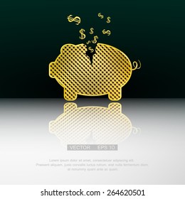 Gold piggy bank. Vector background eps 10