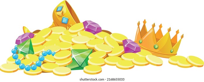 Gold pile. Loot game icon. Treasure symbol isolated on white background