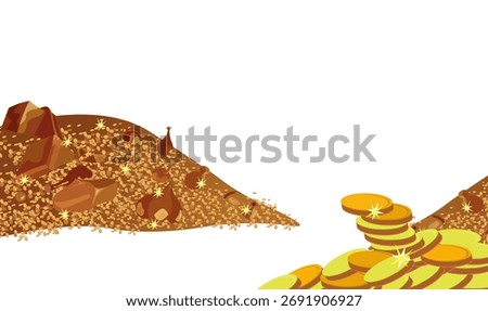 Gold Pile of Treasure Vector, Gold Coins Vector, Pile of Treasure Illustration