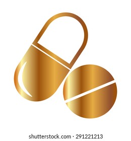 Gold pill - vector icon 