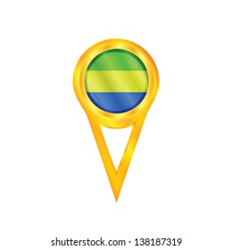 Gold pin with the national flag of Gabon