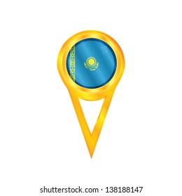 Gold pin with the national flag of Kazakhstan