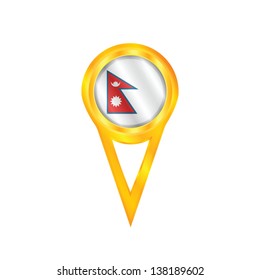 Gold pin with the national flag of Nepal