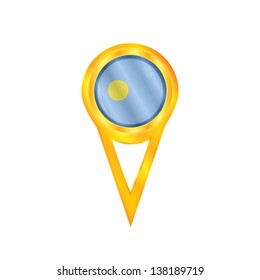 Gold pin with the national flag of Palau